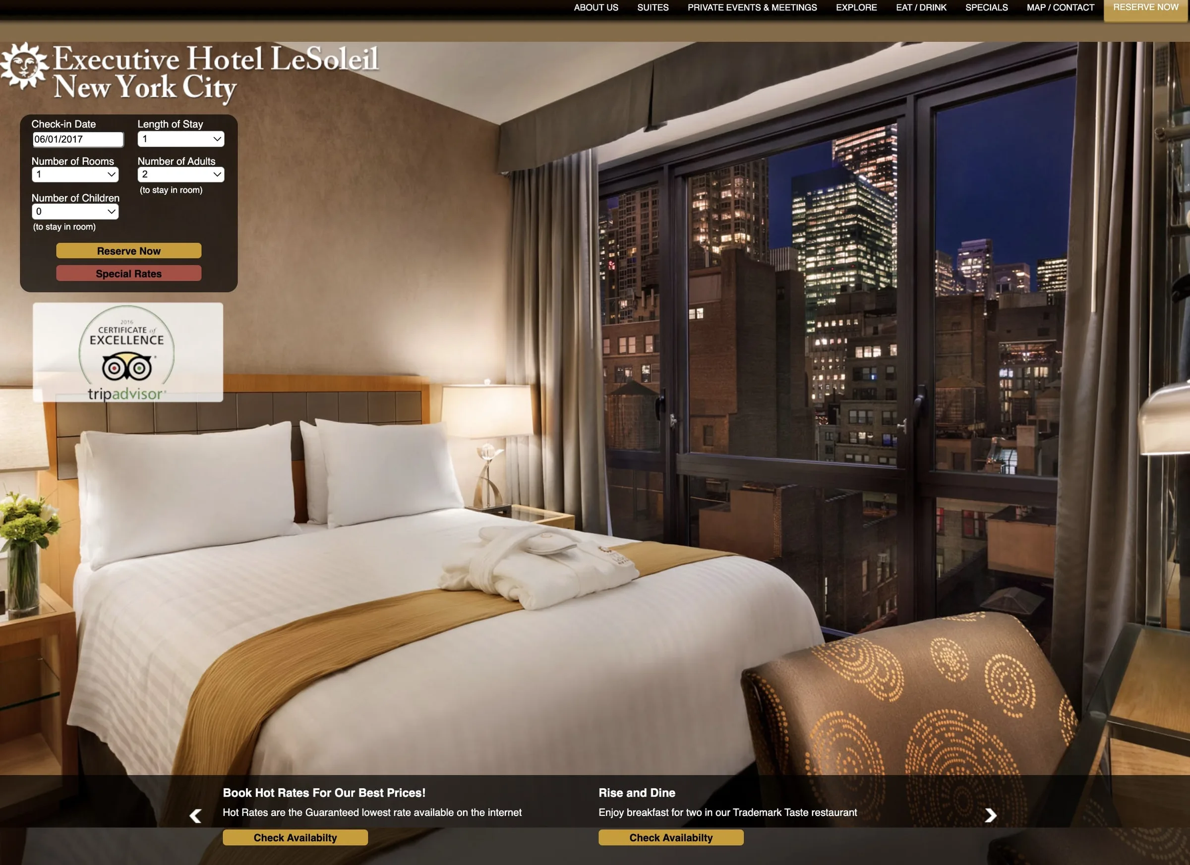 Executive Hotel Le Soleil New York — website